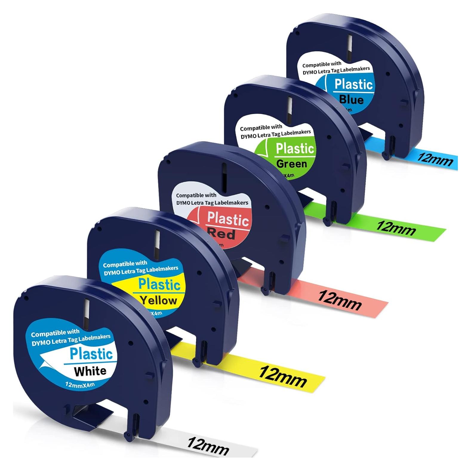 Cinta de Etiqueta 5-Pack 12mm x 4m Home Colortly Compatible Dymo