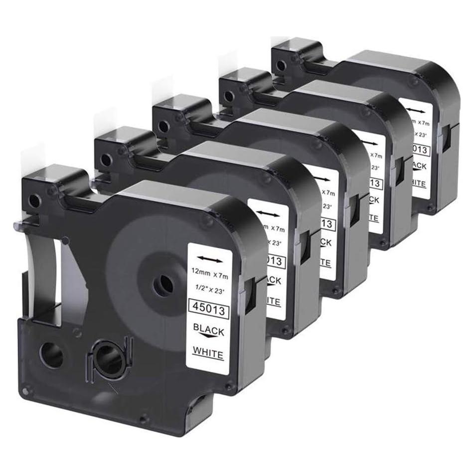 Paquete de 5 Cintas de Etiqueta Camopro Dymo D1 12mm x 7m