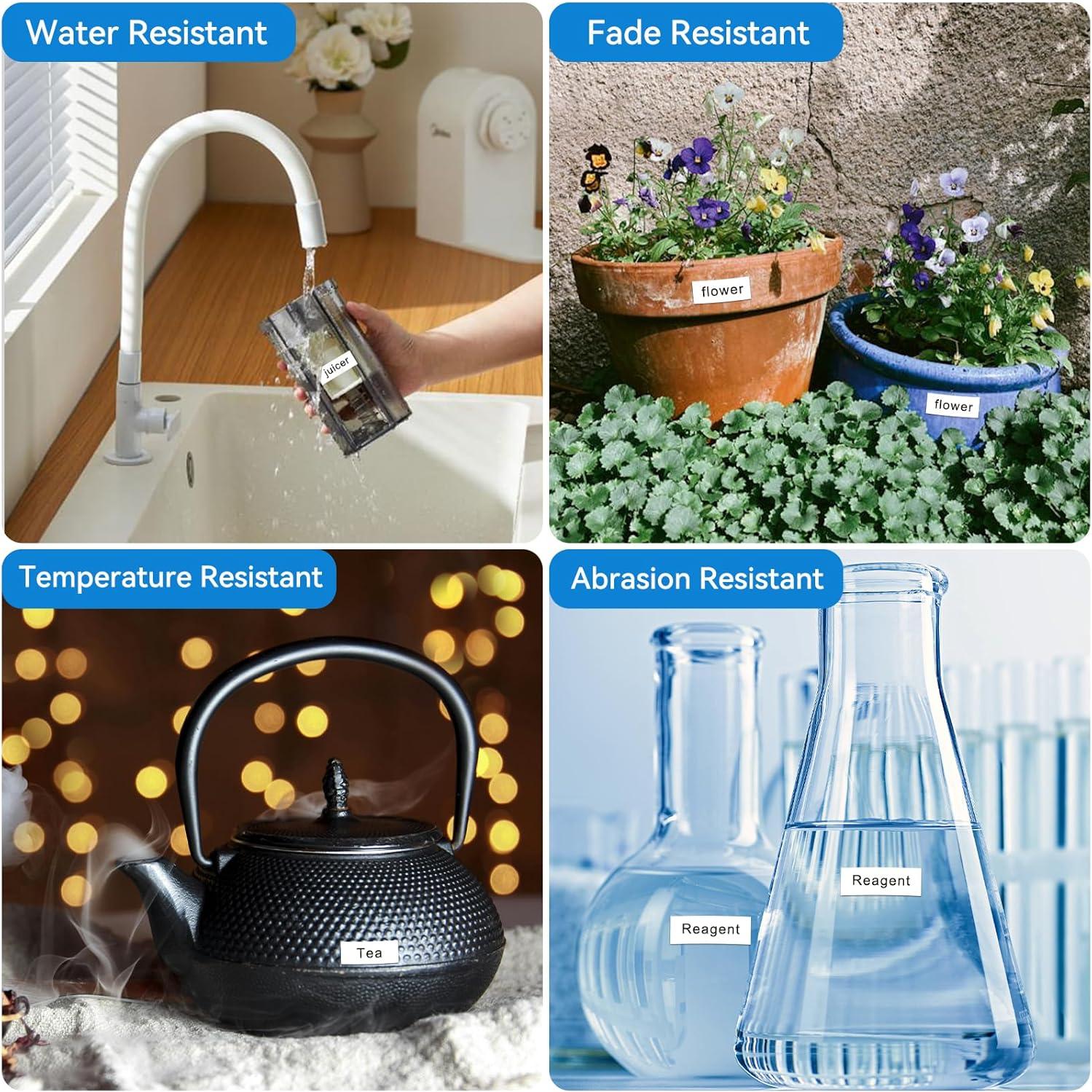 Cinta de Etiqueta Plástica Negra sobre Blanca Camopro 12mm x 4m - Paquete de 5