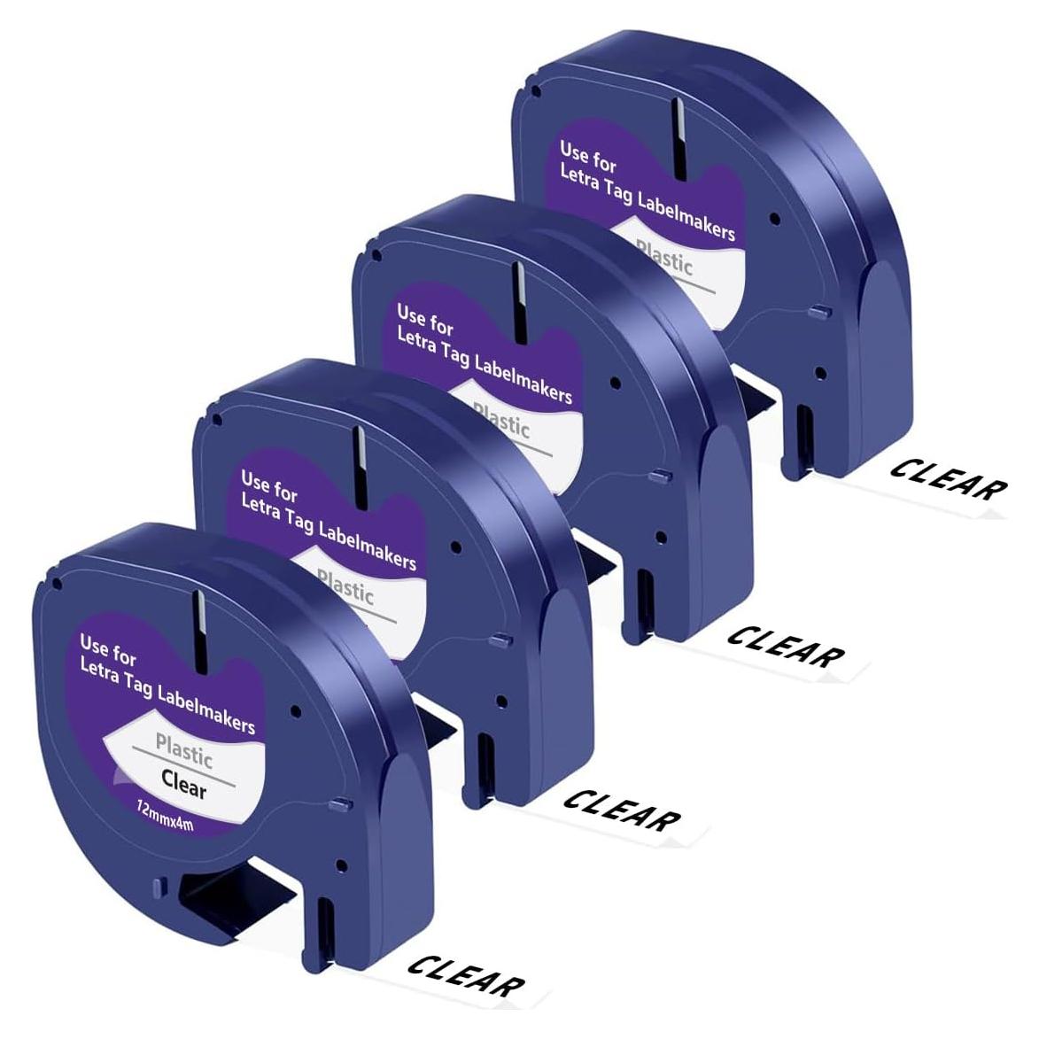 Recarga de Etiquetas Plástico Transparente UNOKA 12mm x 4m - 4 Paquetes