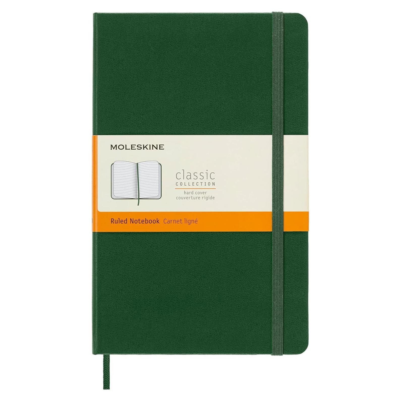 Cuaderno Moleskine Grande Rayado Verde Mirtillo Tapa Dura