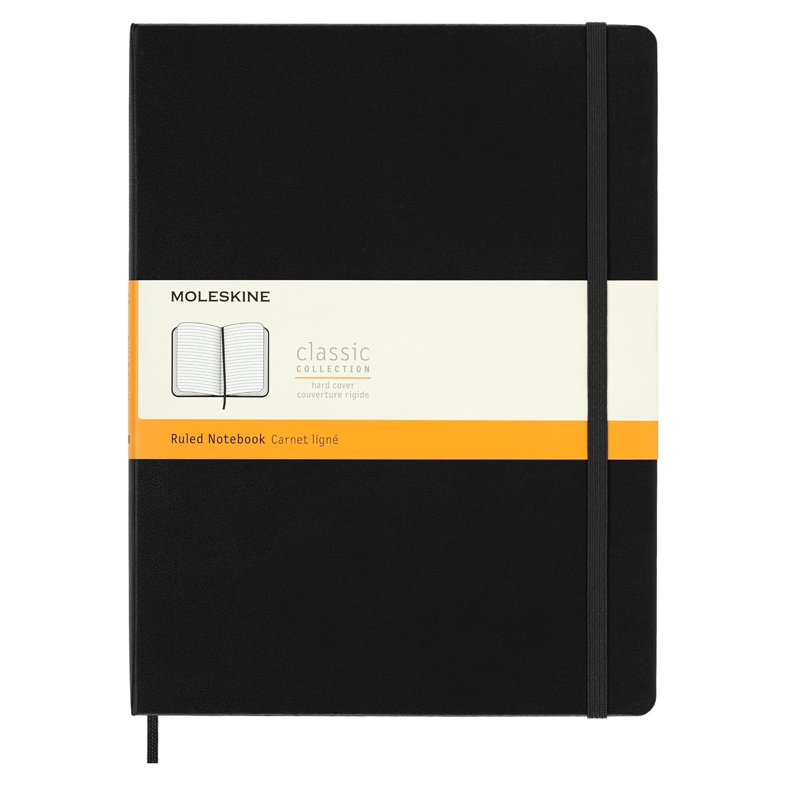 Cuaderno Moleskine Clásico Tapa Dura XL Negro Rayado 192 Páginas