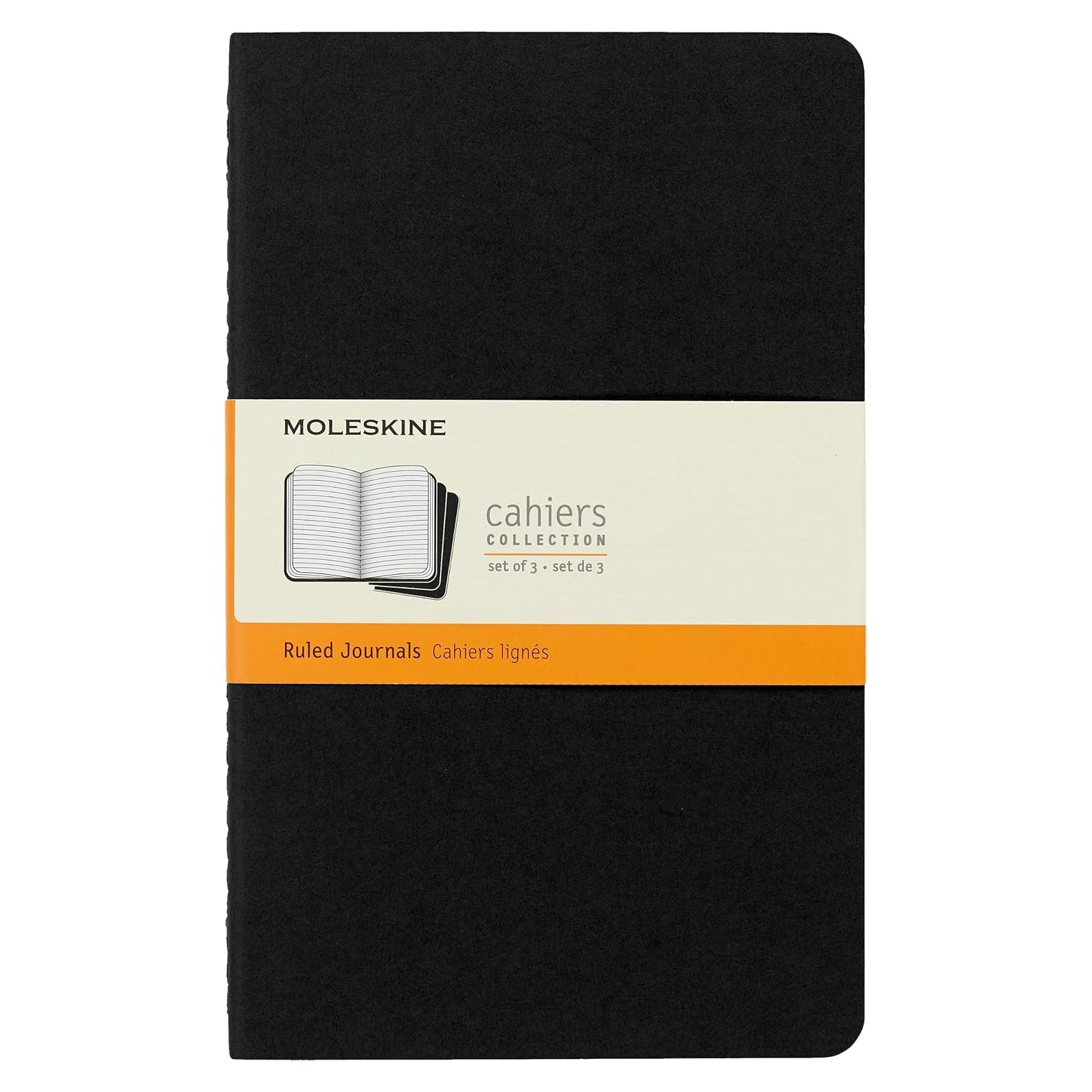 Diario Moleskine Cahier Grande Rayado Negro - Juego de 3