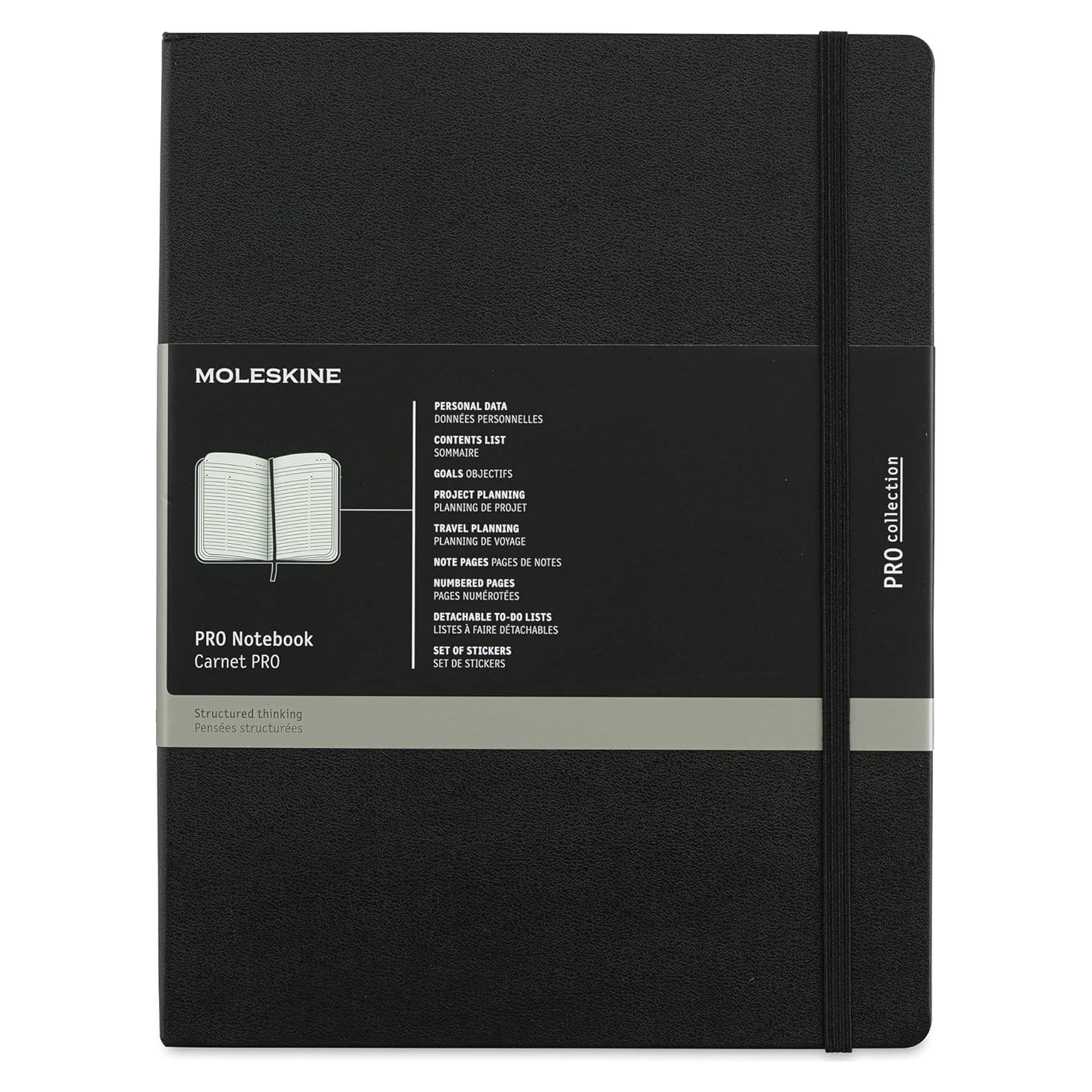 Cuaderno Moleskine PRO Tapa Dura XL Negro 192 Páginas