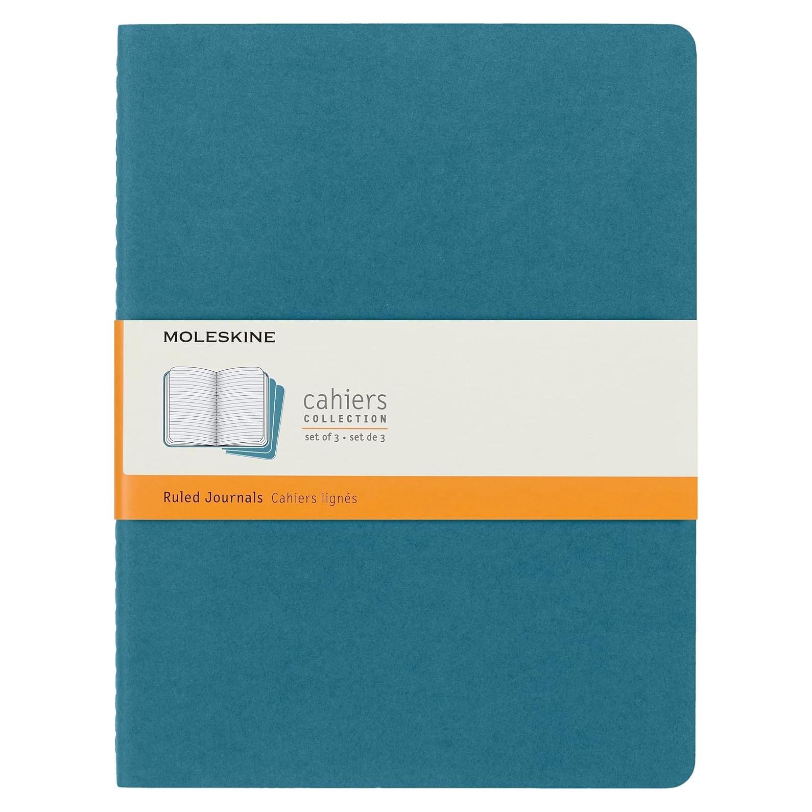 Cuaderno Moleskine Cahier Tapa Blanda Grande Azul 3 Pzas