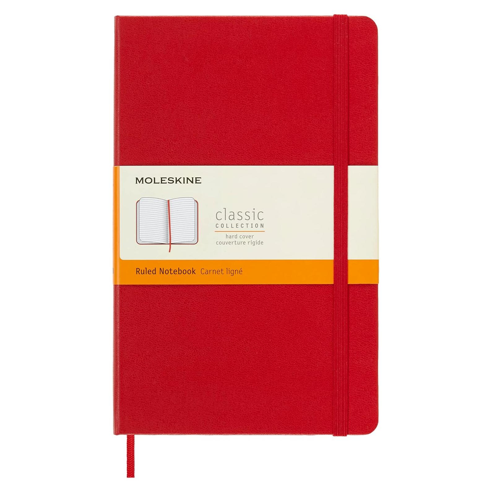 Cuaderno Moleskine Clásico Tapa Dura Grande Rayado Rojo 240 Páginas