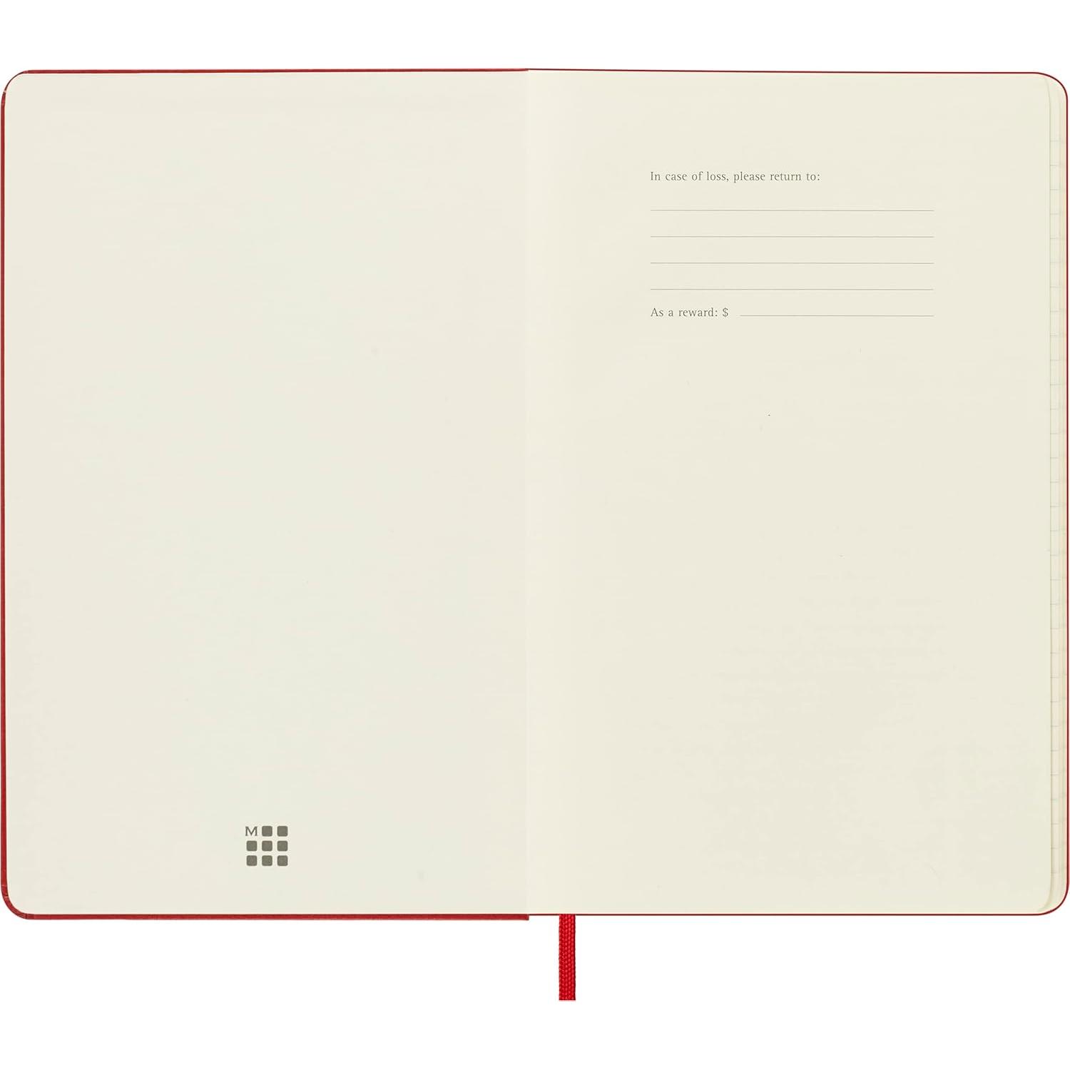 Cuaderno Moleskine Clásico Tapa Dura Grande Rayado Rojo 240 Páginas
