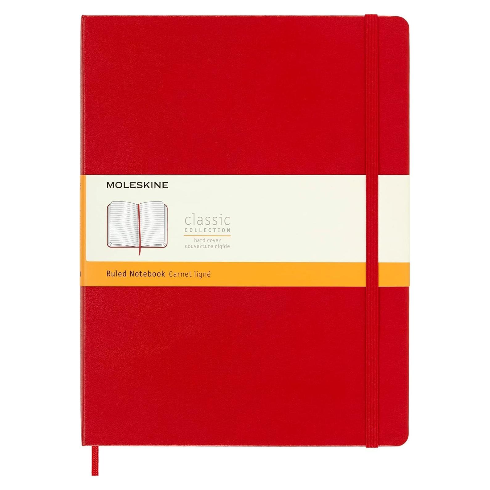 Cuaderno Moleskine Clásico XL Tapa Dura Rayado Rojo 192 Páginas