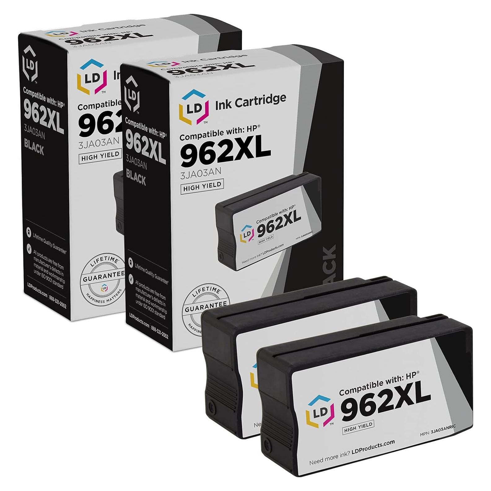 Cartucho de tinta remanufacturado LD 962XL Negro 2-Pack para HP