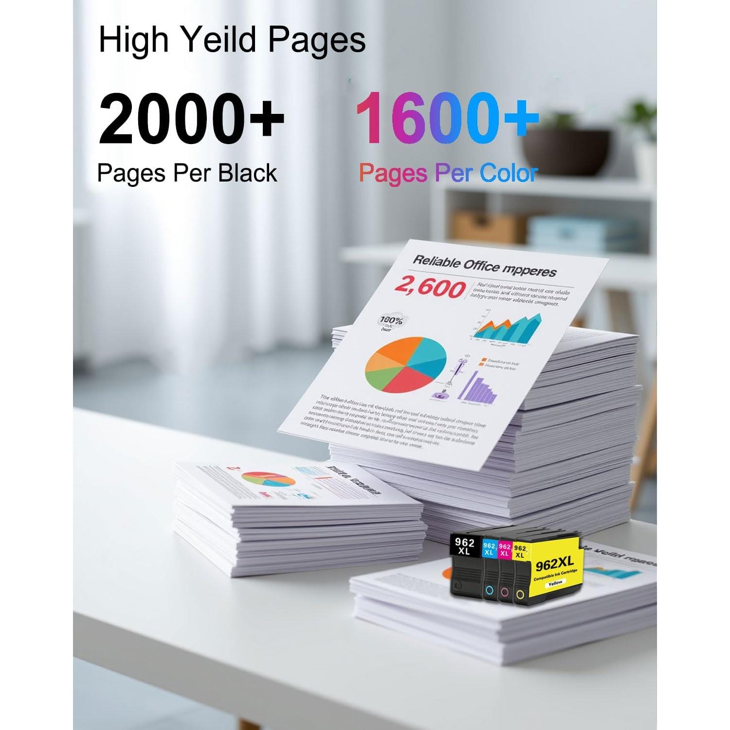 Cartuchos de Tinta 962XL Jpwnpn - 4 Pack Negro, Cian, Amarillo, Magenta