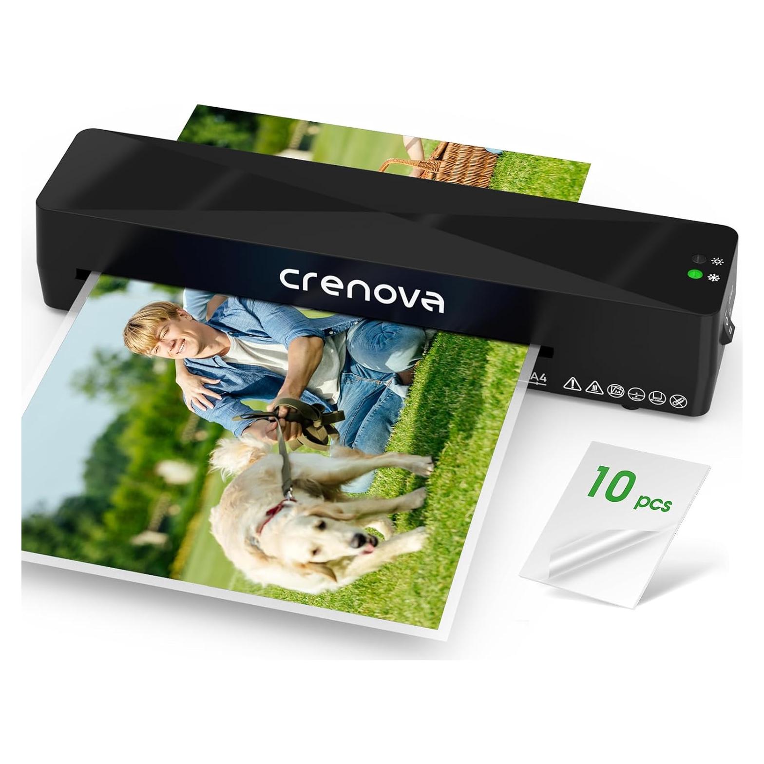 Crenova Laminadora A4 Caliente y Frío 10 Hojas Negra