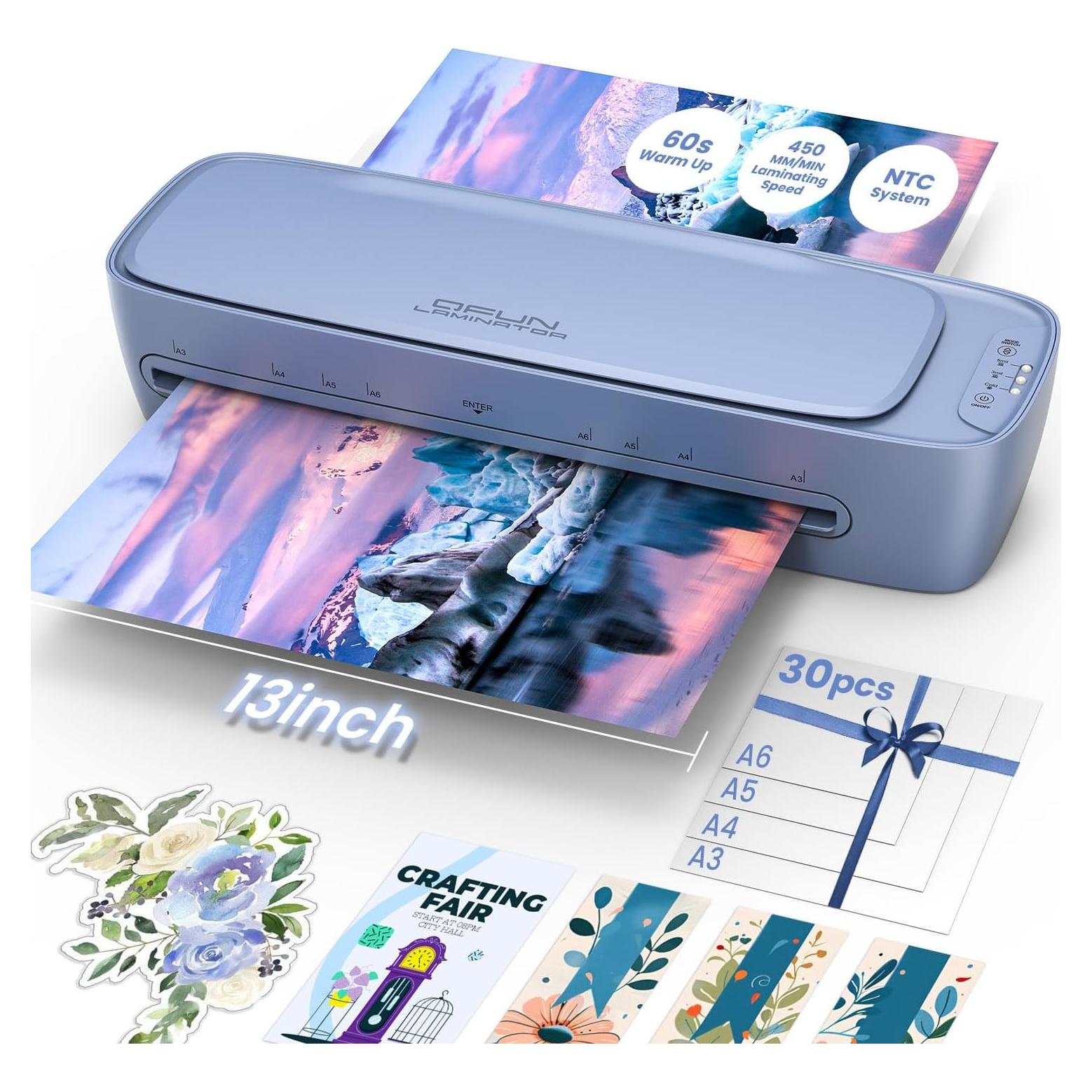 Laminadora Qfun 33 cm A3 9 en 1 con Calentamiento Rápido