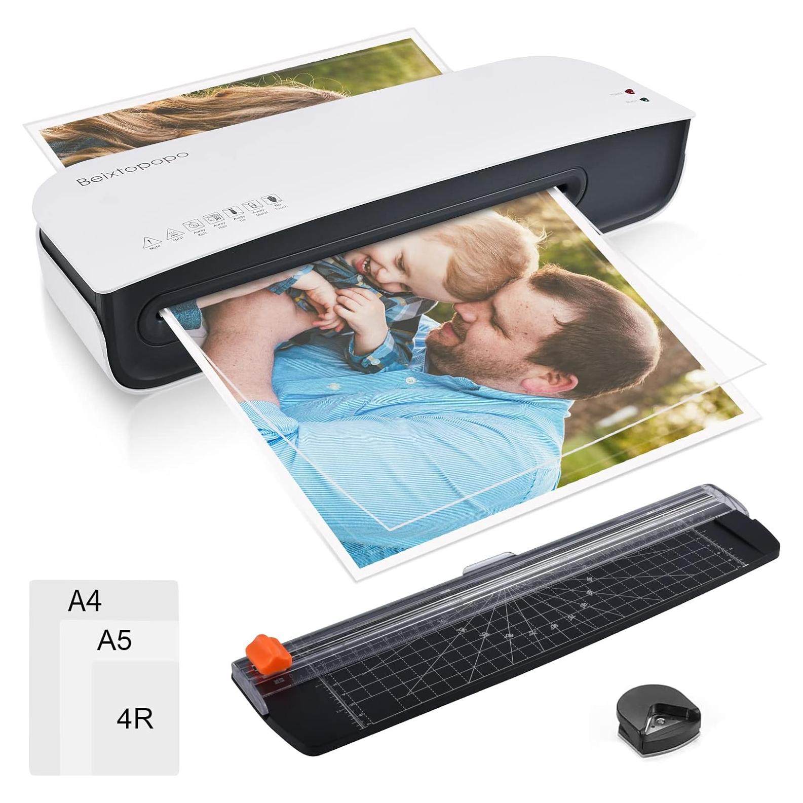 Laminadora A4 Beixtopopo 4 en 1 con Cortadora y 15 Bolsas