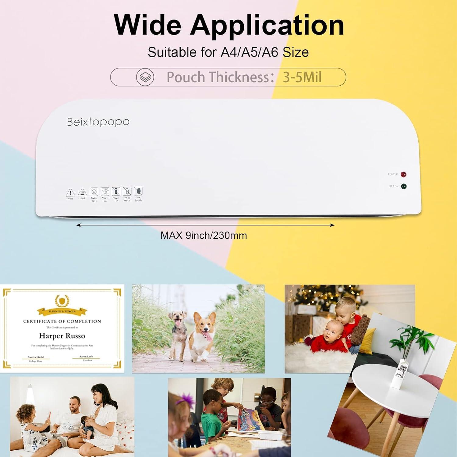 Laminadora A4 Beixtopopo 4 en 1 con Cortadora y 15 Bolsas