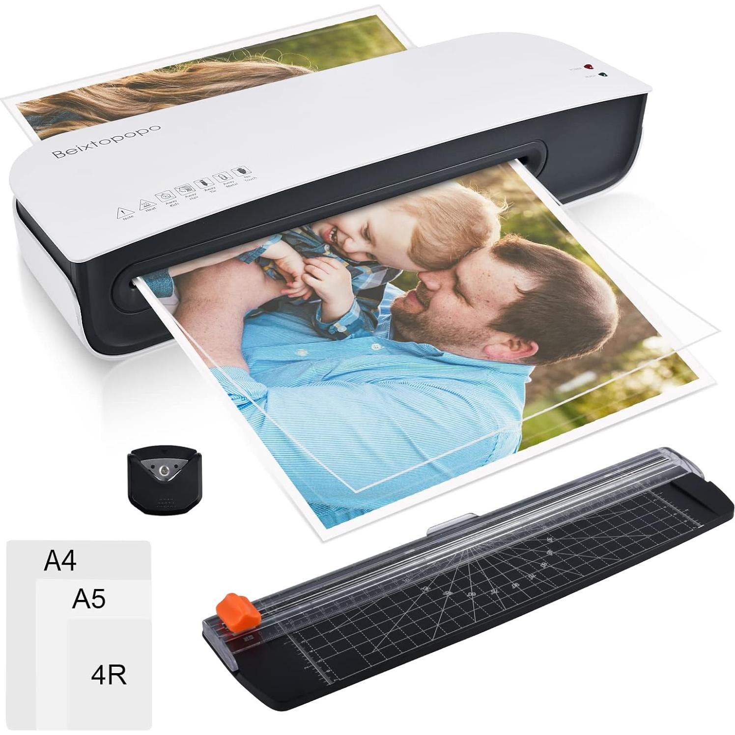 Laminadora A4 Beixtopopo 4 en 1 con Cortadora y 15 Bolsas