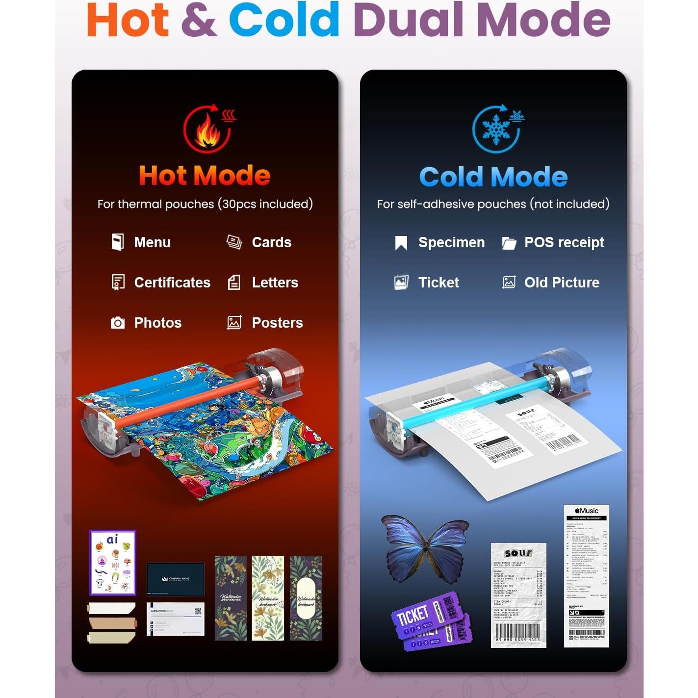 Laminadora Qfun A3 Térmica y Fría 13" 60s Calentamiento Púrpura