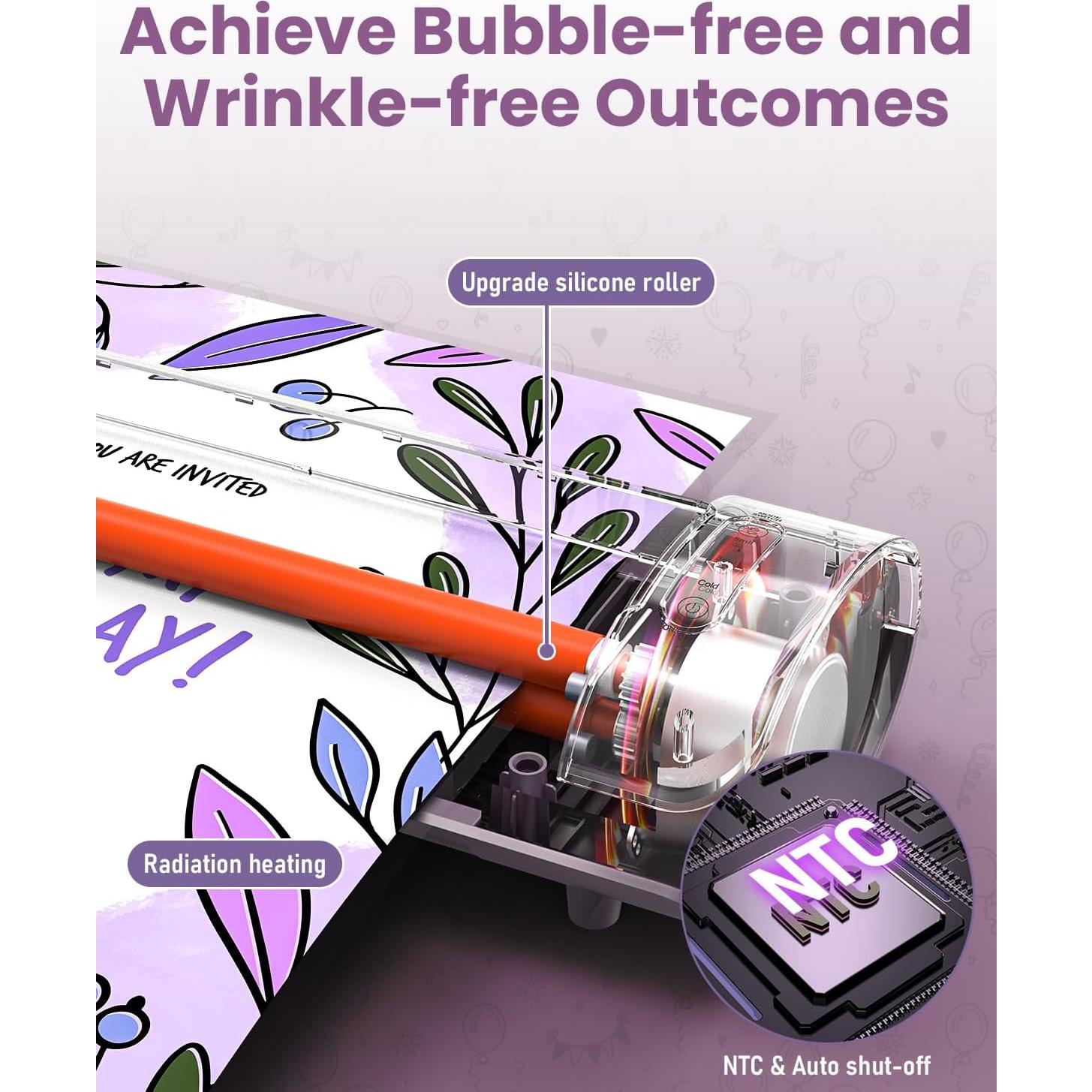 Laminadora Qfun A3 Térmica y Fría 13" 60s Calentamiento Púrpura