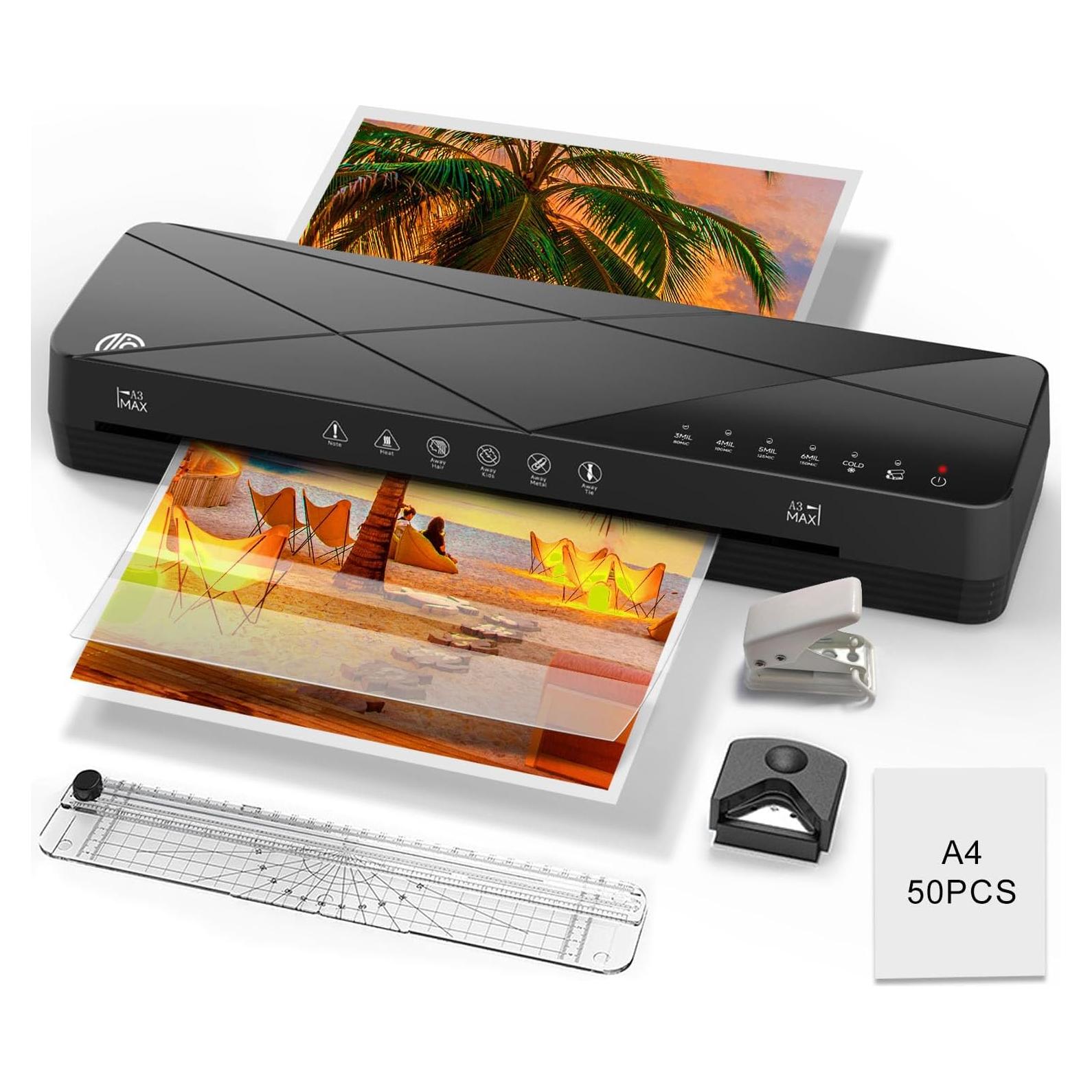 Crenova Máquina de Laminado 2.18 kg A4 6 en 1 Negro con 50 Hojas