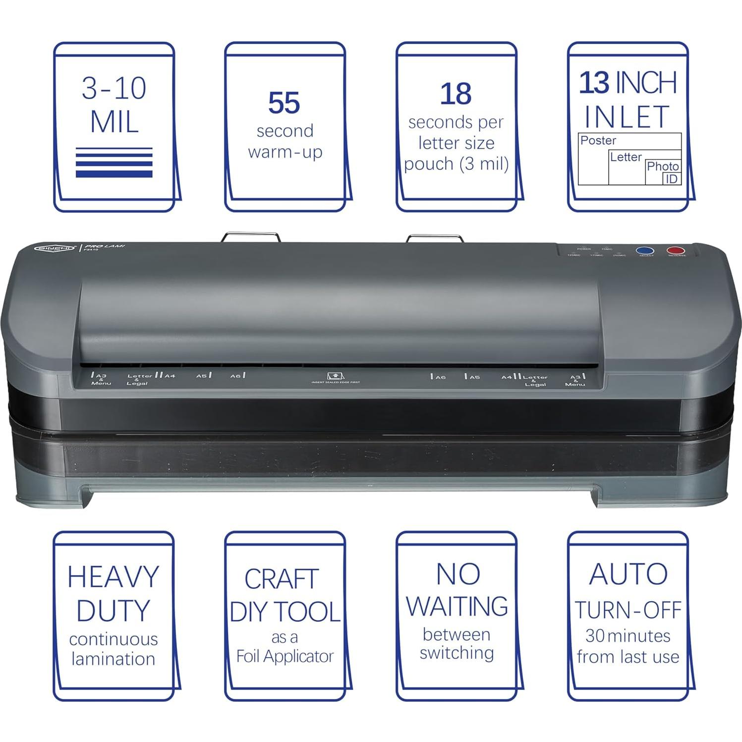 Laminadora Térmica SINCHI F3410 33 cm 3-10 Mil 4 Rodillos