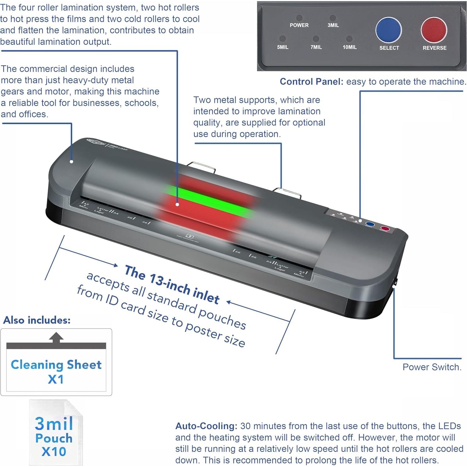Laminadora Térmica SINCHI F3410 33 cm 3-10 Mil 4 Rodillos