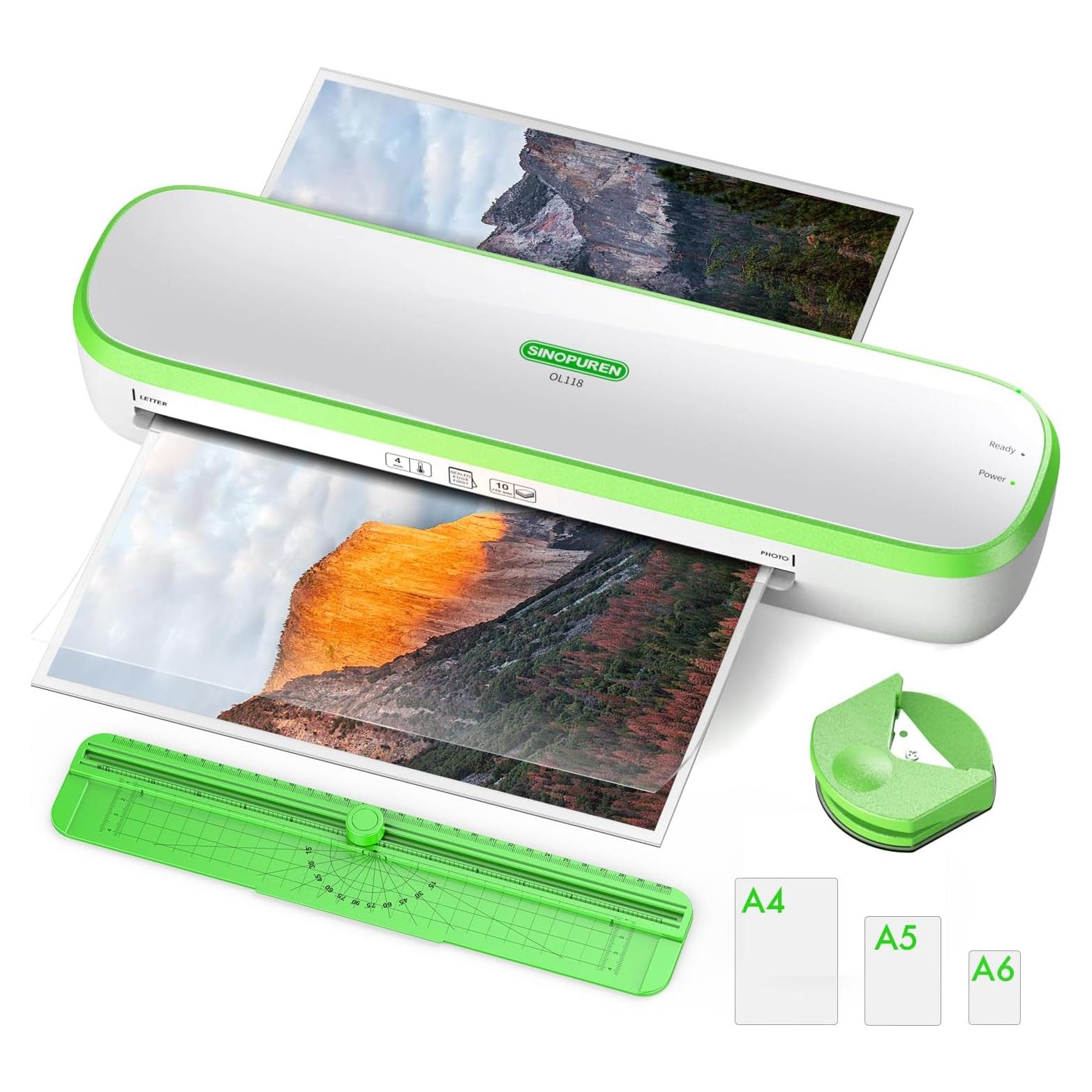 Laminadora Térmica Silenciosa SINOPUREN 9" A4 Verde