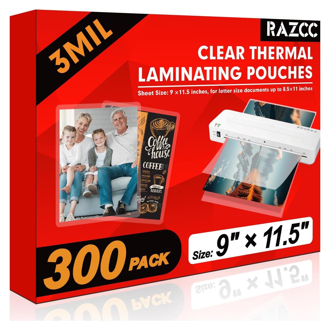 Hojas de Laminado RAZCC 300 Unidades 22.9 x 29.2 cm 3mil