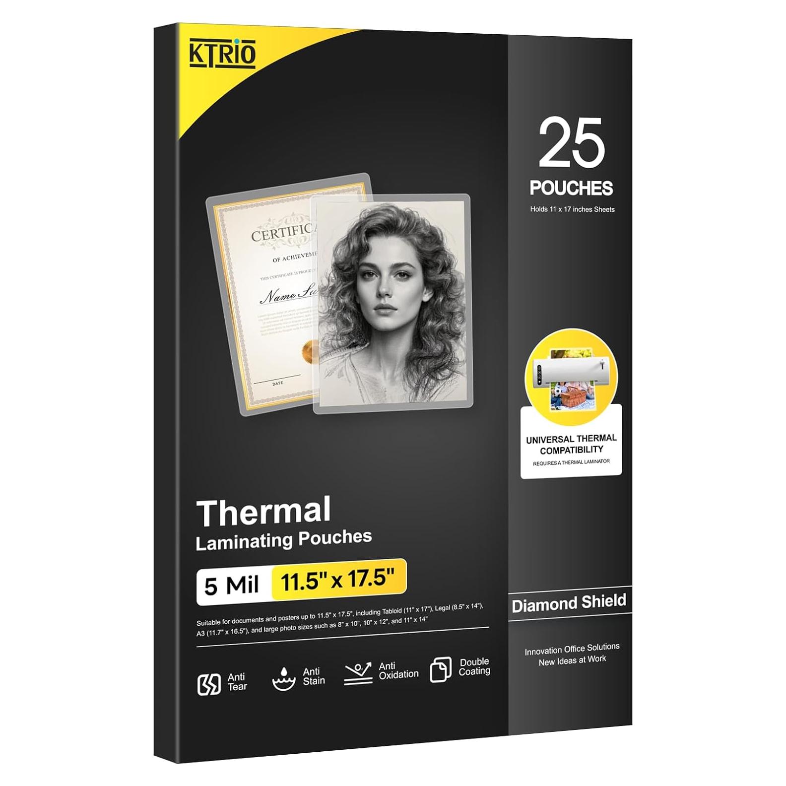 Hojas de Laminado KTRIO 5 Mil 25 Unidades 11 x 43 cm