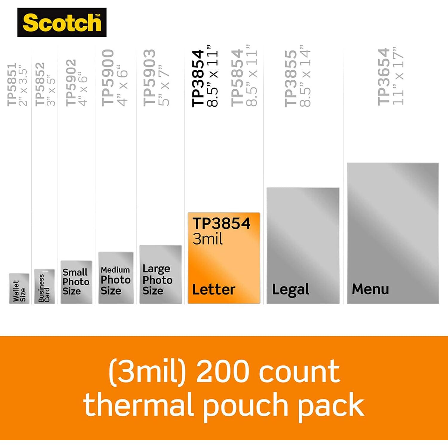 Bolsas de Laminado Térmico Scotch 200-Pack 22.6 x 29 cm