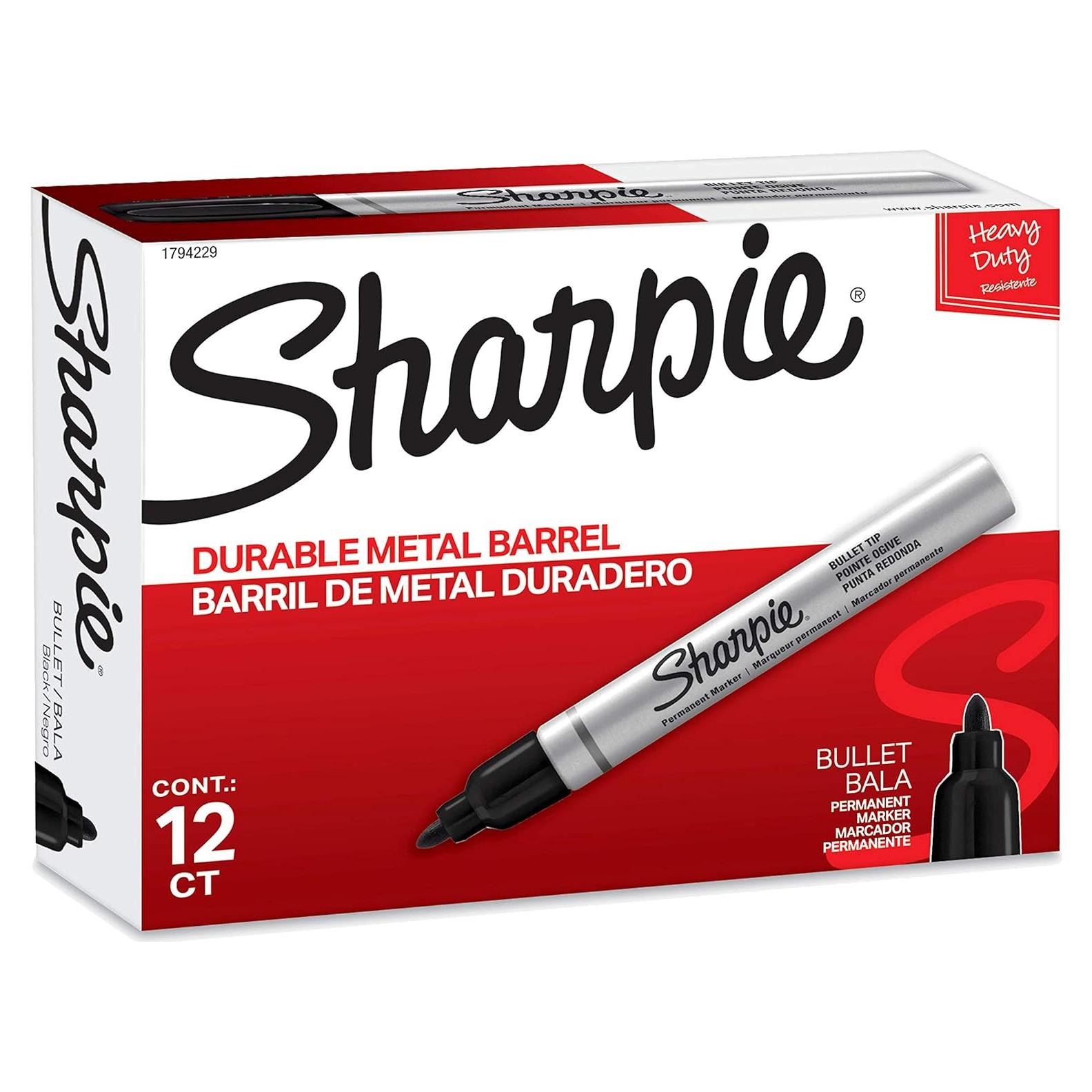 Marcadores Permanentes Sharpie Barril Metálico Negro 12 Unidades