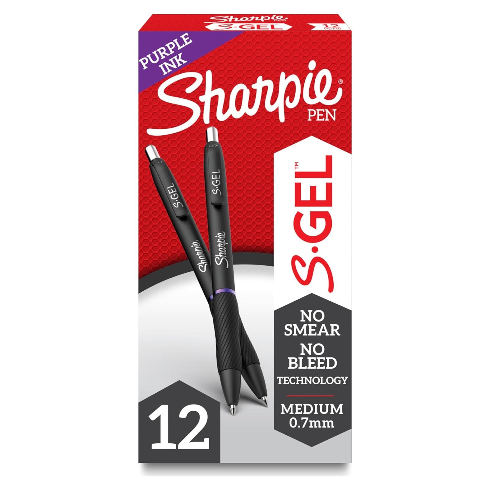 Bolígrafos de Gel Sharpie S-Gel Punta Media 0.7mm Tinta Púrpura 12 Unidades