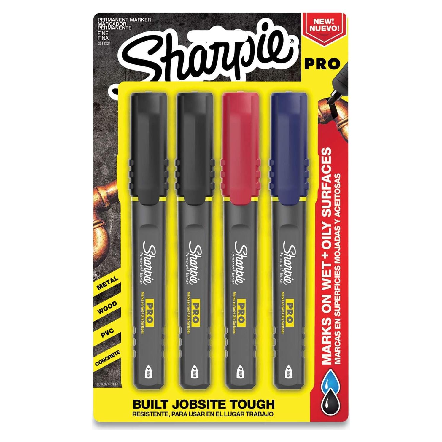 Marcador Permanente Sharpie Pro Punta Fina Paquete de 4 Colores