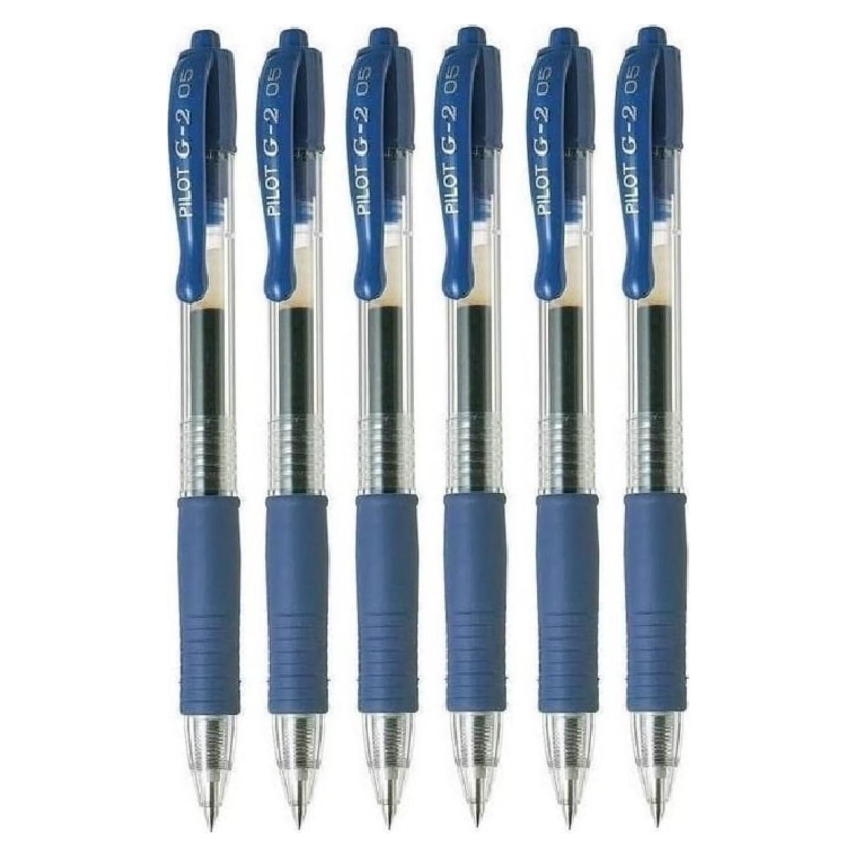 Bolígrafo Gel Pilot G2 Azul 0.5mm Extra Fino - Paquete de 6