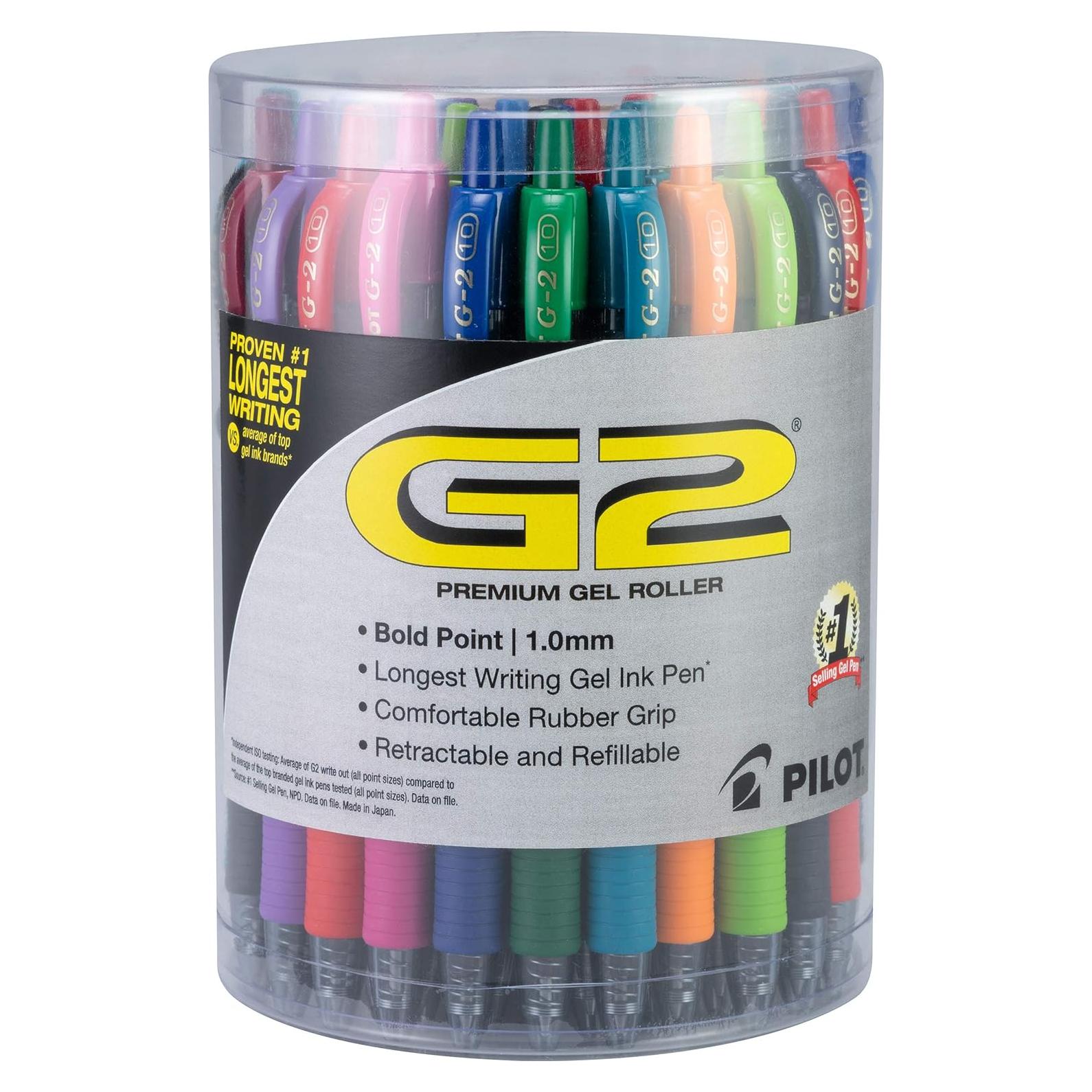 Bolígrafos de Gel Pilot G2, 36 Colores Asortidos, Punta 1 mm