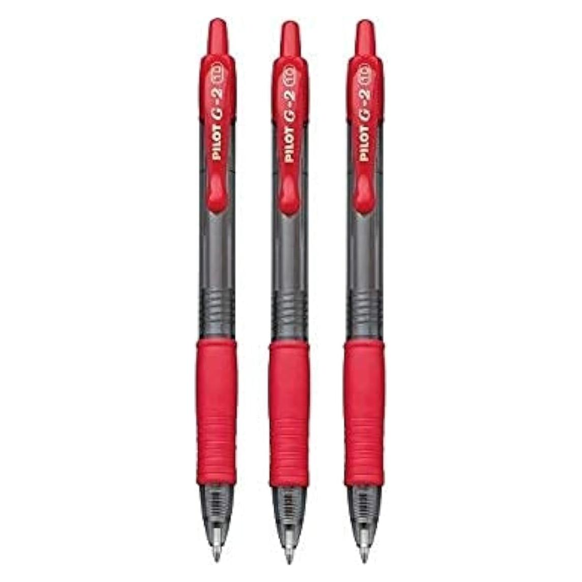 Bolígrafo de tinta gel Pilot G-2 - 1.0 mm - 3 unidades rojas