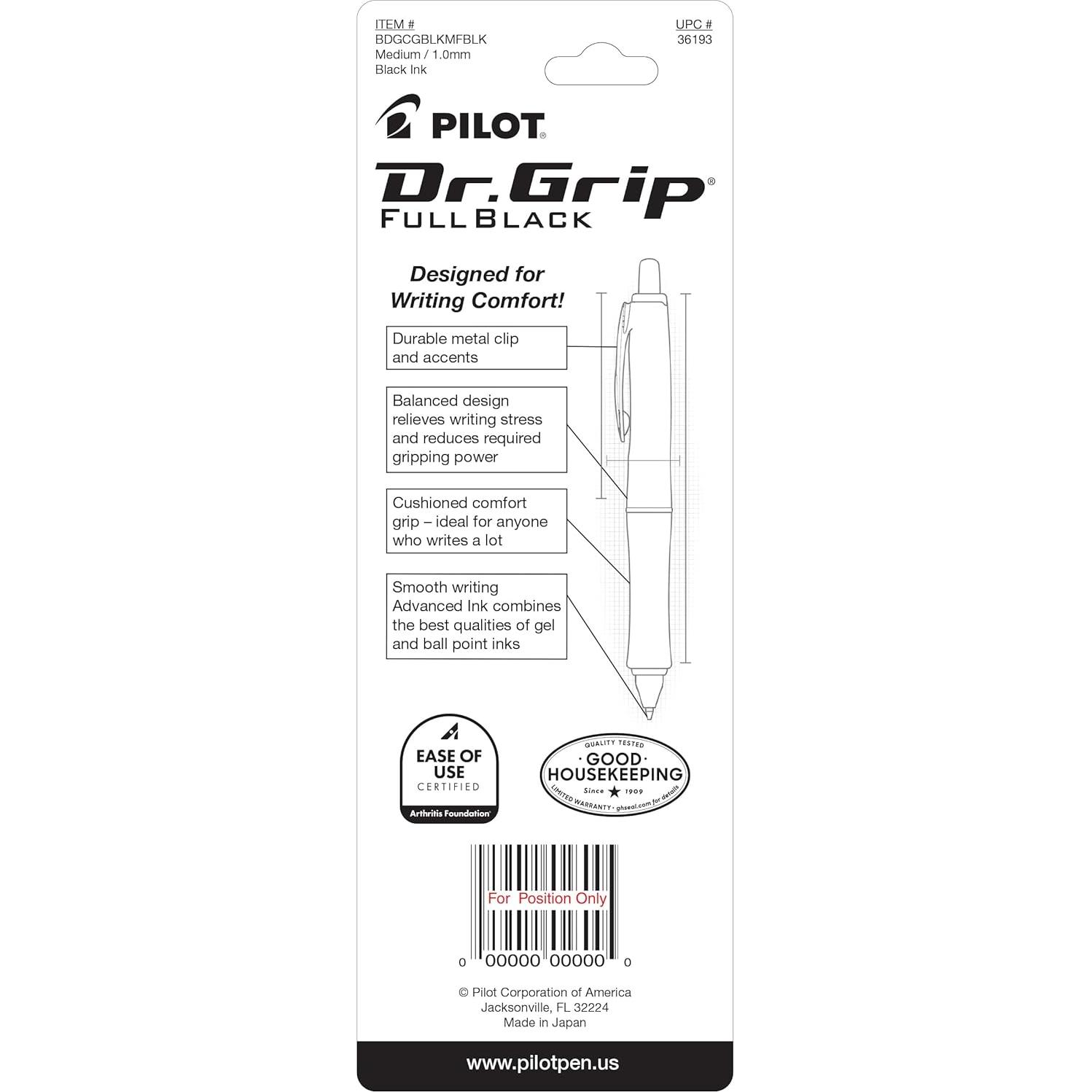 Bolígrafo Pilot Dr. Grip Full Black Retráctil Tinta Negra