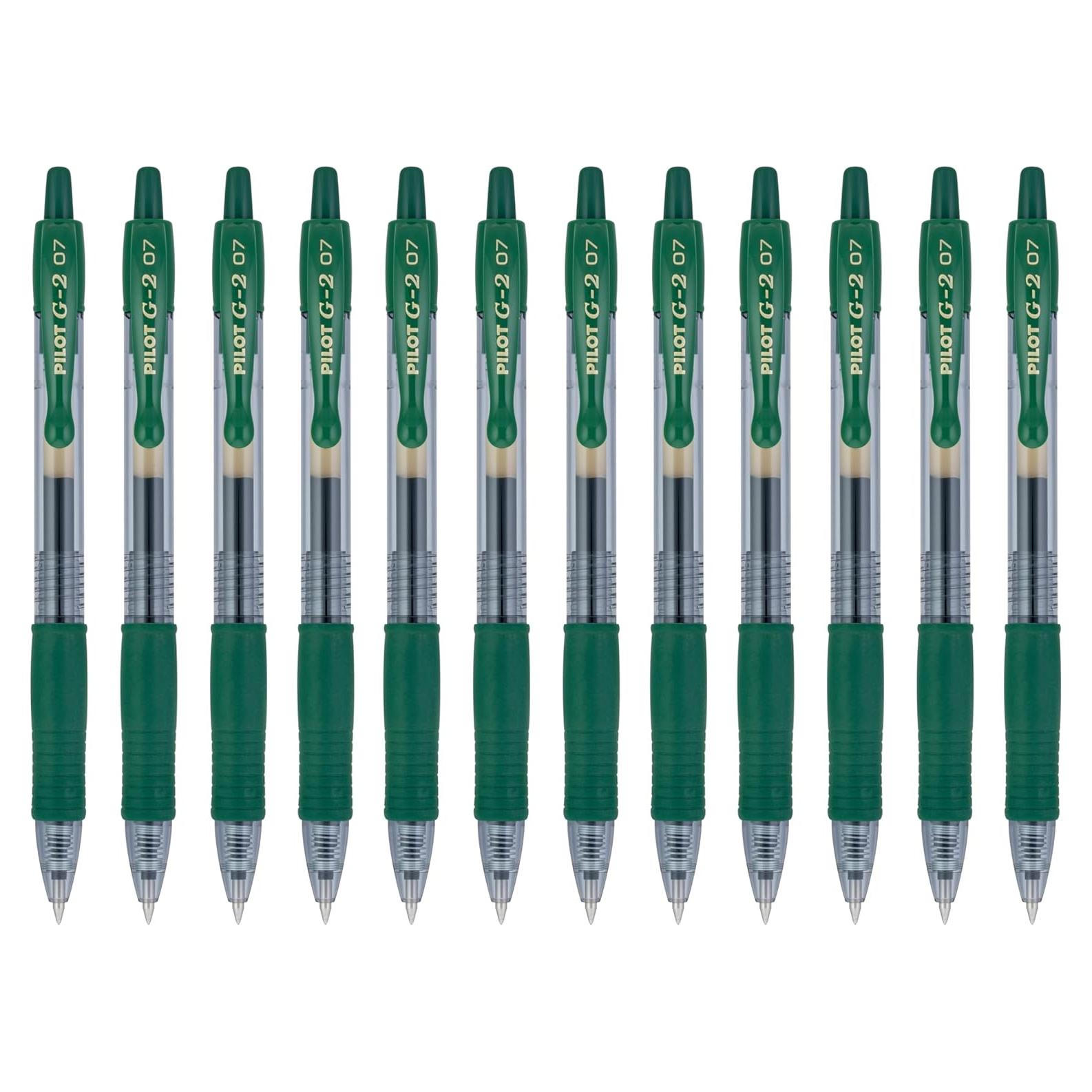 Bolígrafos de Gel Pilot G2 Premium 0.7mm Verde Cazador - 12 Unidades