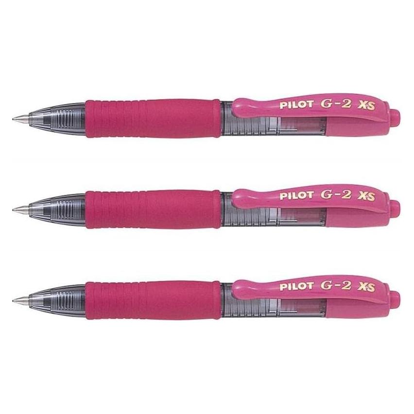 Conjunto de 3 bolígrafos de gel Pilot G2 XS7 rosa 0.4 mm