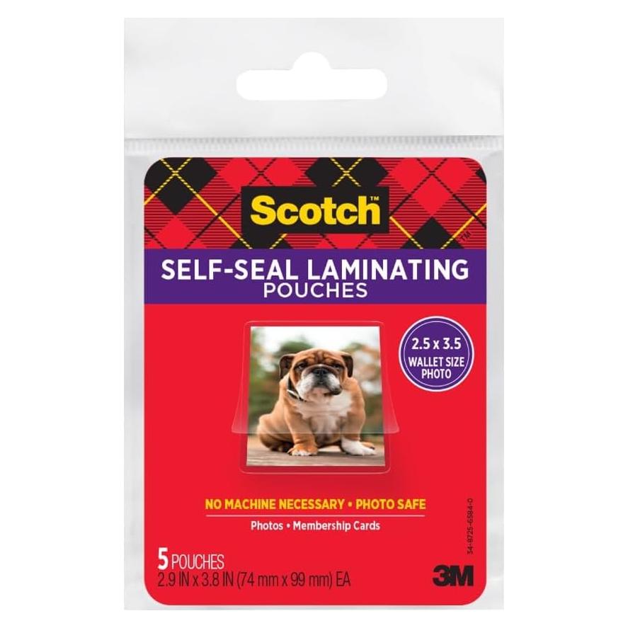Bolsas de Laminado Autoadhesivas Scotch 7.1 x 9.5 cm, Paquete de 5