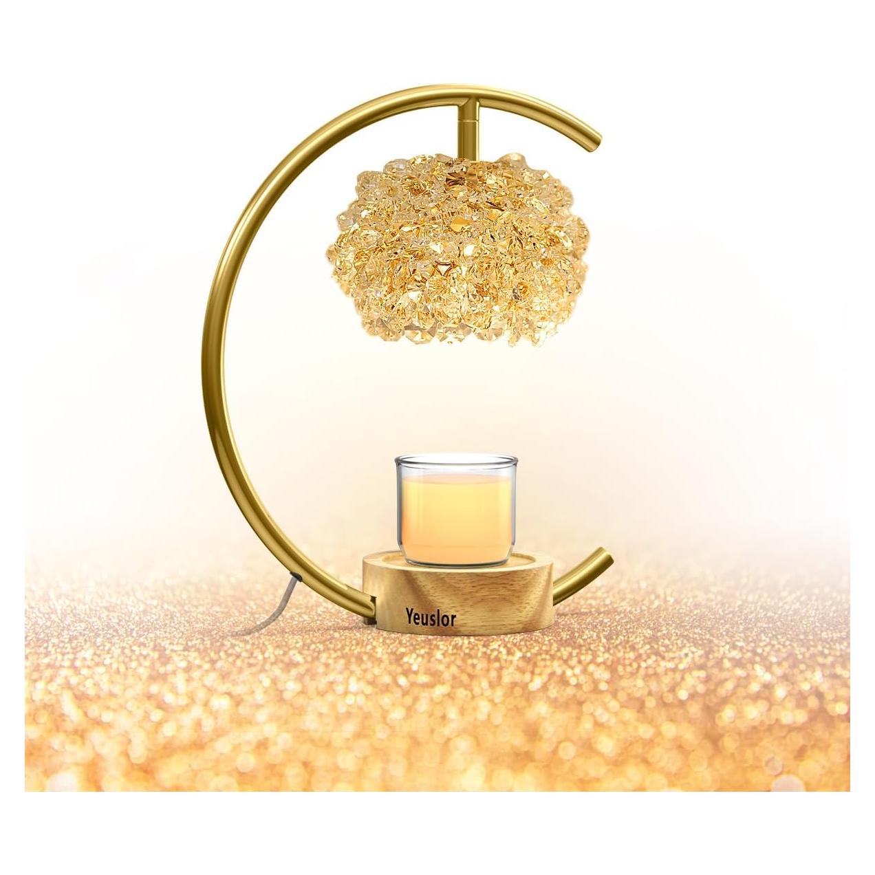 Lámpara Calentadora de Velas Yeuslor de Cristal y Madera 35W