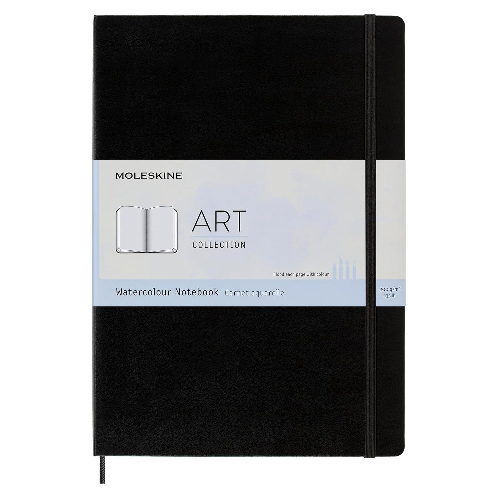Cuaderno de Acuarela Moleskine A4 Tapa Dura Negro 60 Páginas