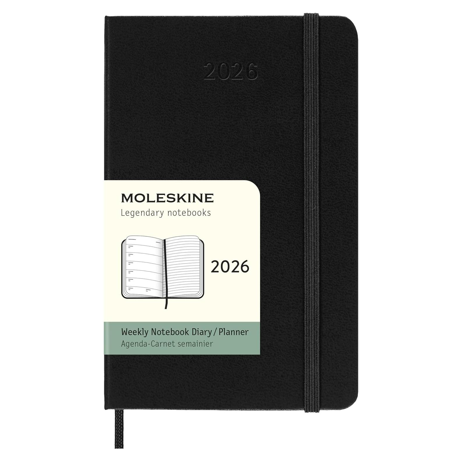 Planificador Semanal Moleskine 2026 Tapa Dura Negro 144 Páginas