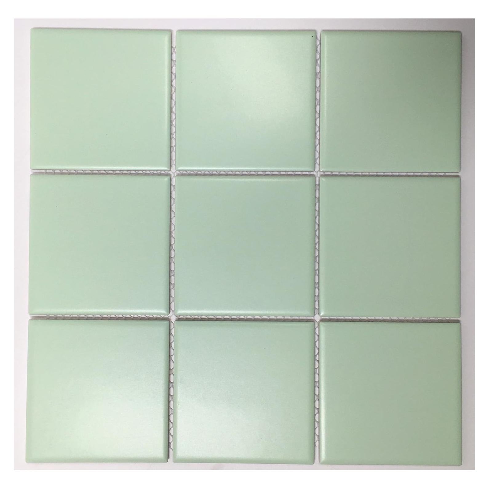 Mosaico de Porcelana Tenedos 9.5x9.5 cm Verde Vintage Mate