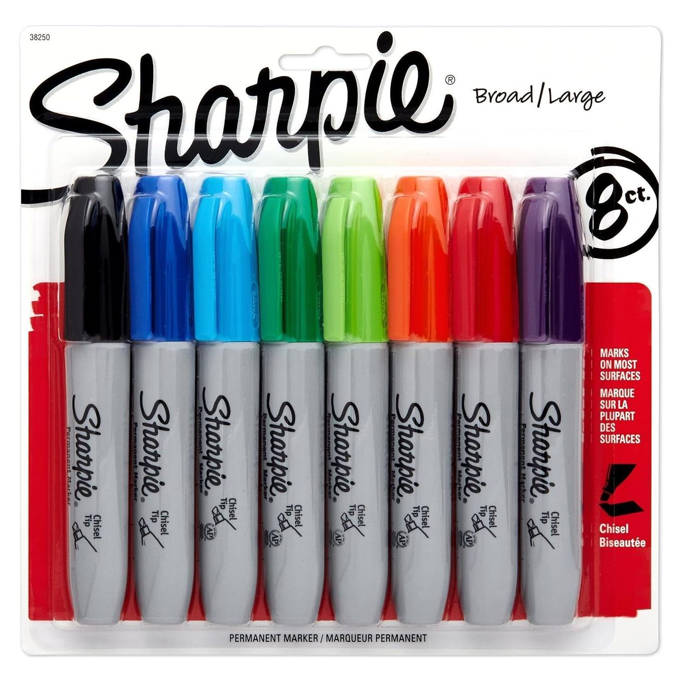 Marcadores Sharpie multicolor biselados 8 unidades - 2 paquetes