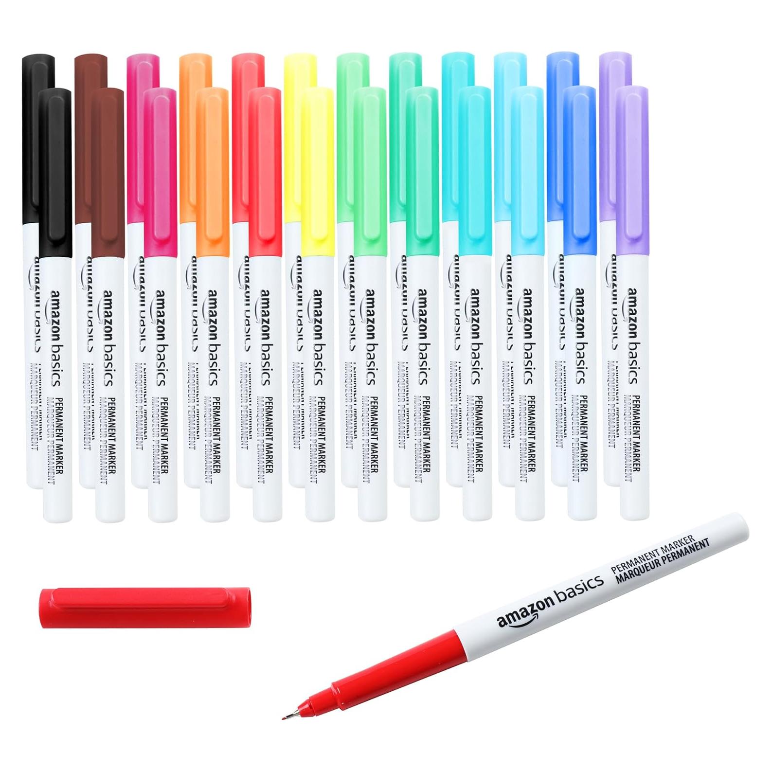 Marcadores Permanentes Ultra Fina Amazon Basics 24 Colores