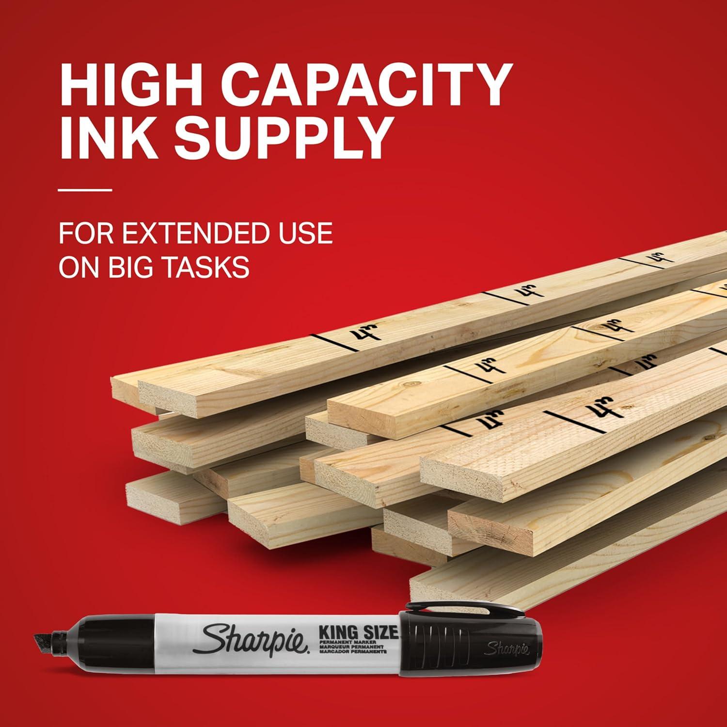 Marcadores Permanentes Sharpie King Size, Punta Chisel, 4 Colores