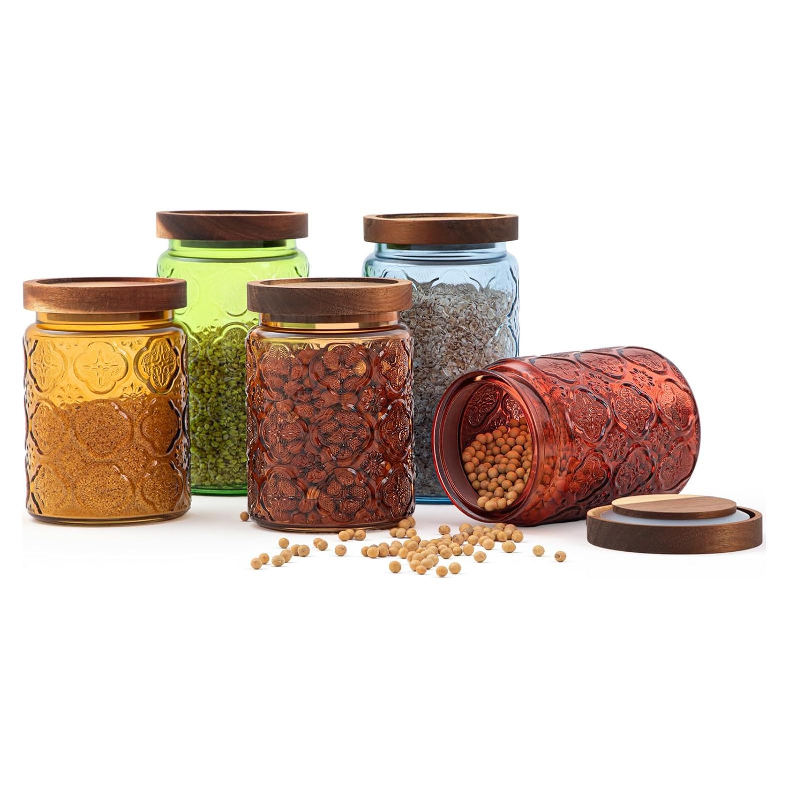 Tarros de Vidrio Vintage Outus 5 Pcs 700ml y 1000ml con Tapas