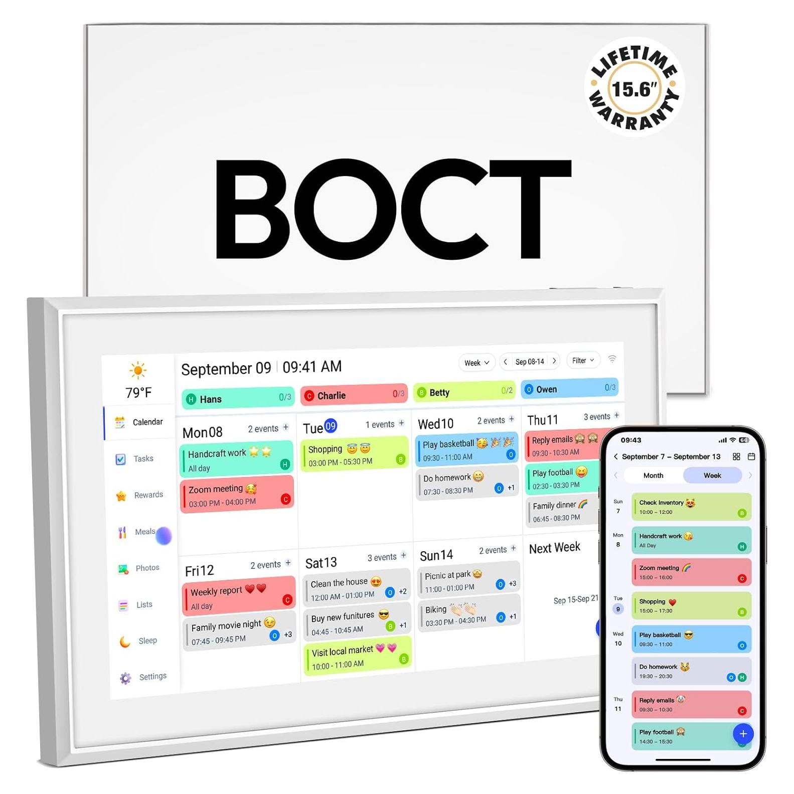 Calendario Digital de Pared BOCT 39.6 cm - Pantalla Táctil 32GB