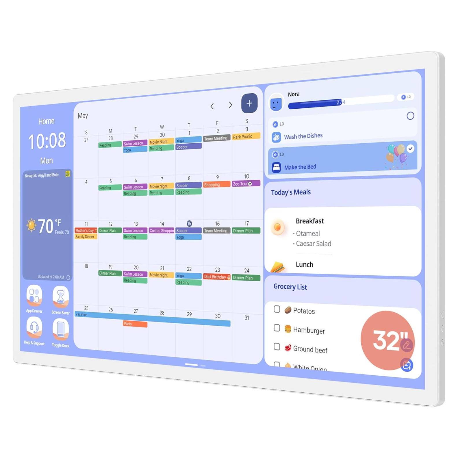 Calendario Digital Cozyla+ 32" Pantalla Táctil Blanco