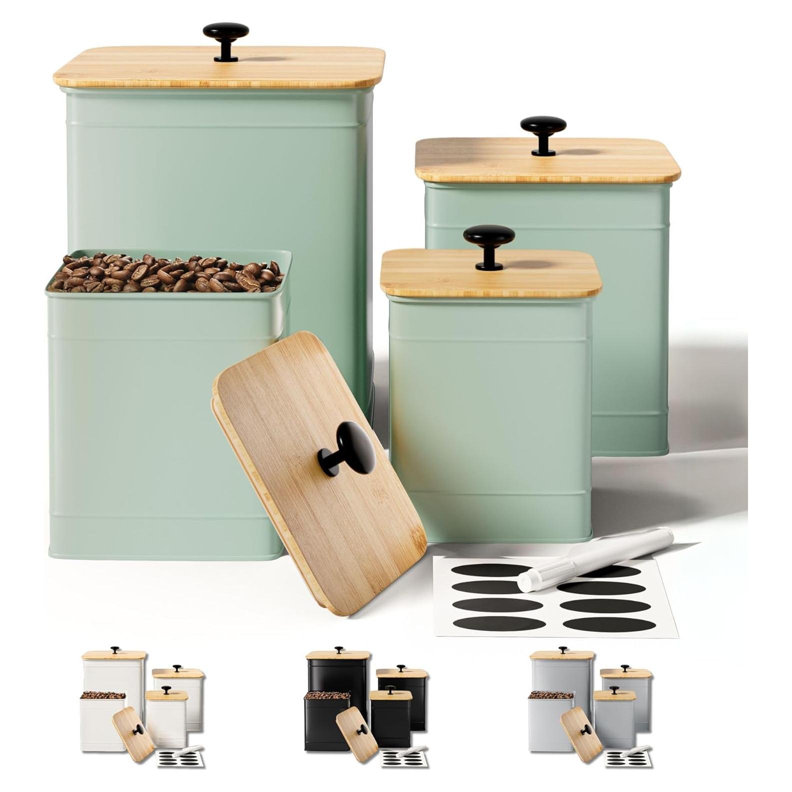 Juego de 4 Tarros de Cocina Herméticos HB Design Co. Verde Salvia