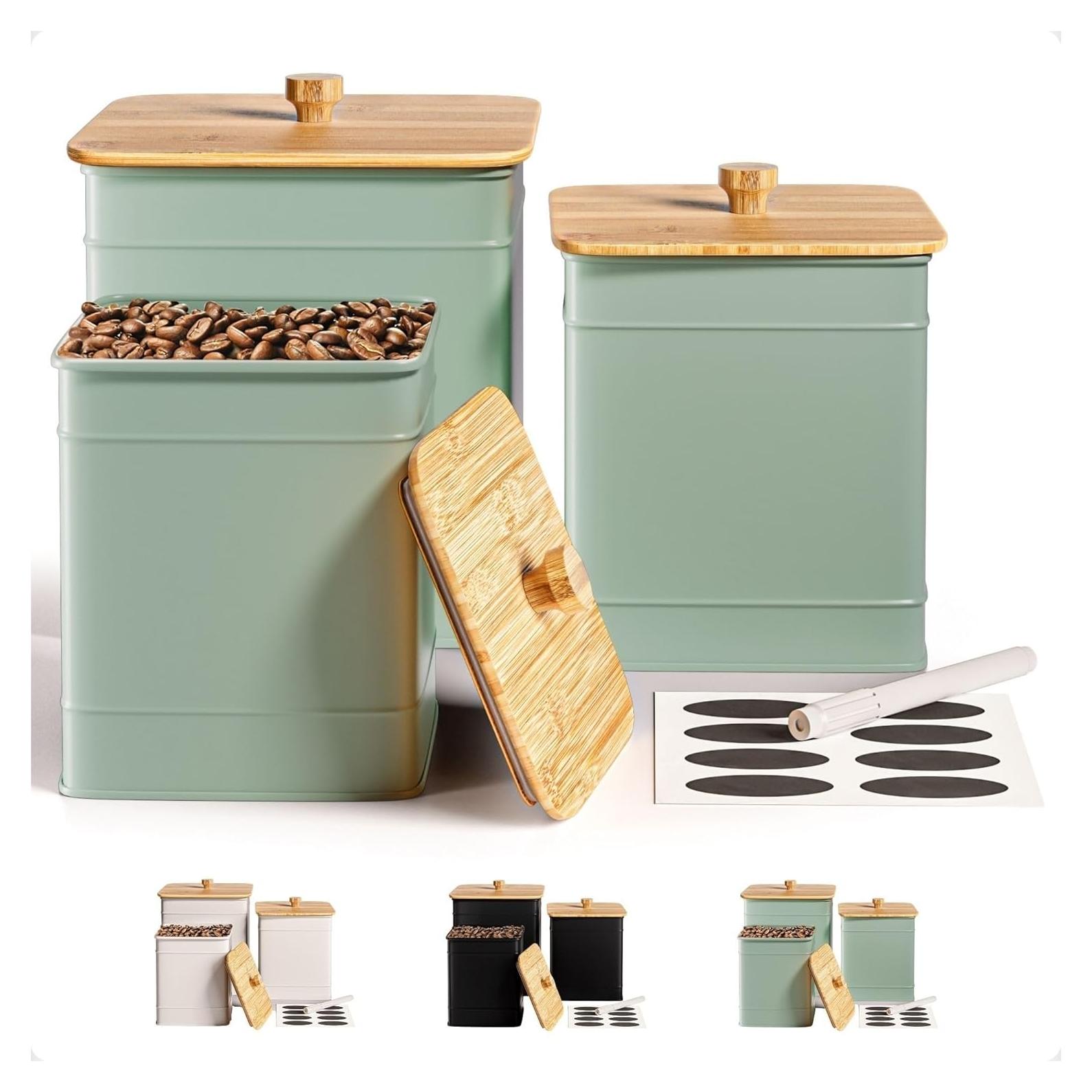 Juego de 3 Tarros de Cocina Herméticos HB Design Co. Verde Salvia